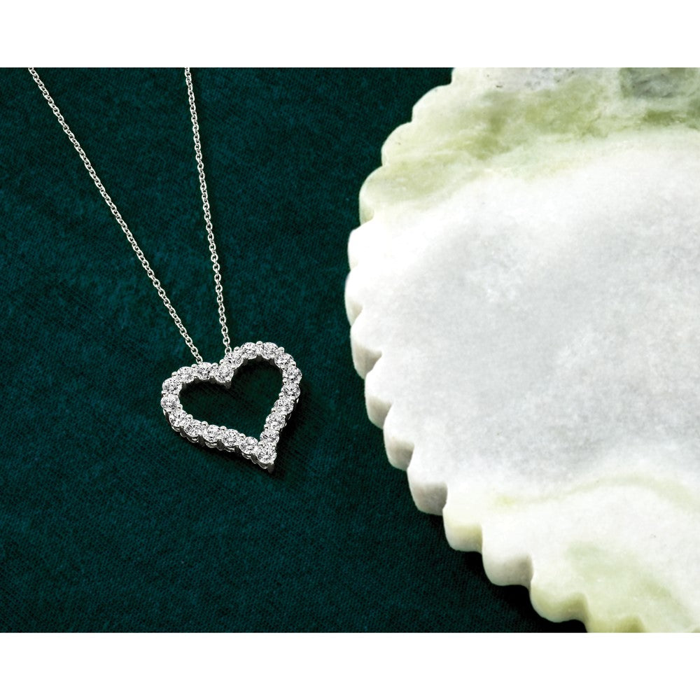 14k White Gold 1.5 carat Diamond Heart 18 inch Necklace (1.9 grams)