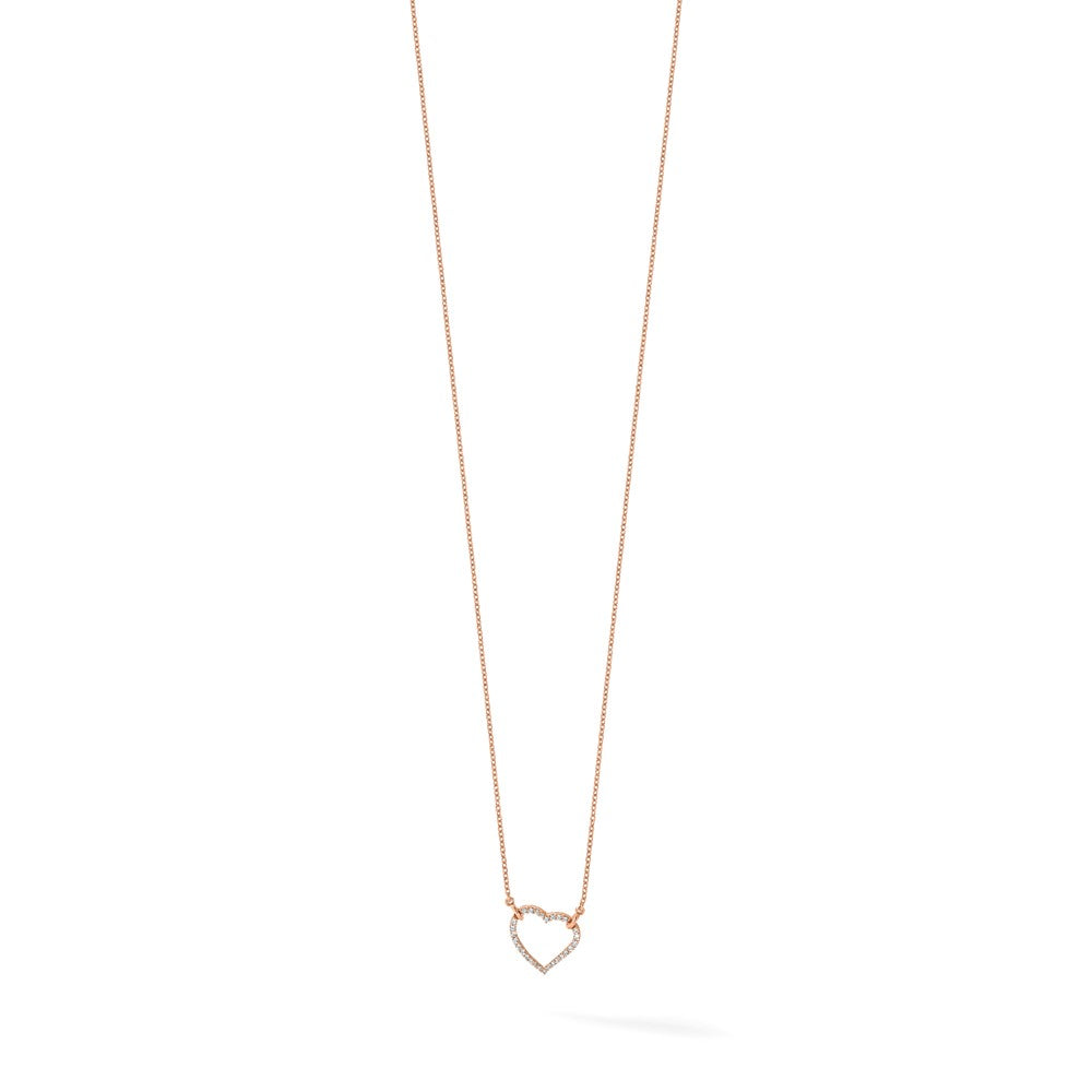 14k Rose Gold Polished 1/5 carat Diamond Heart 18 inch Necklace (0.94 grams)