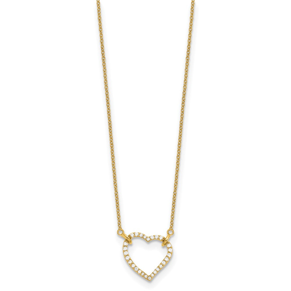 14k Polished 1/5 carat Diamond Heart 18 inch Necklace (2.59 grams)