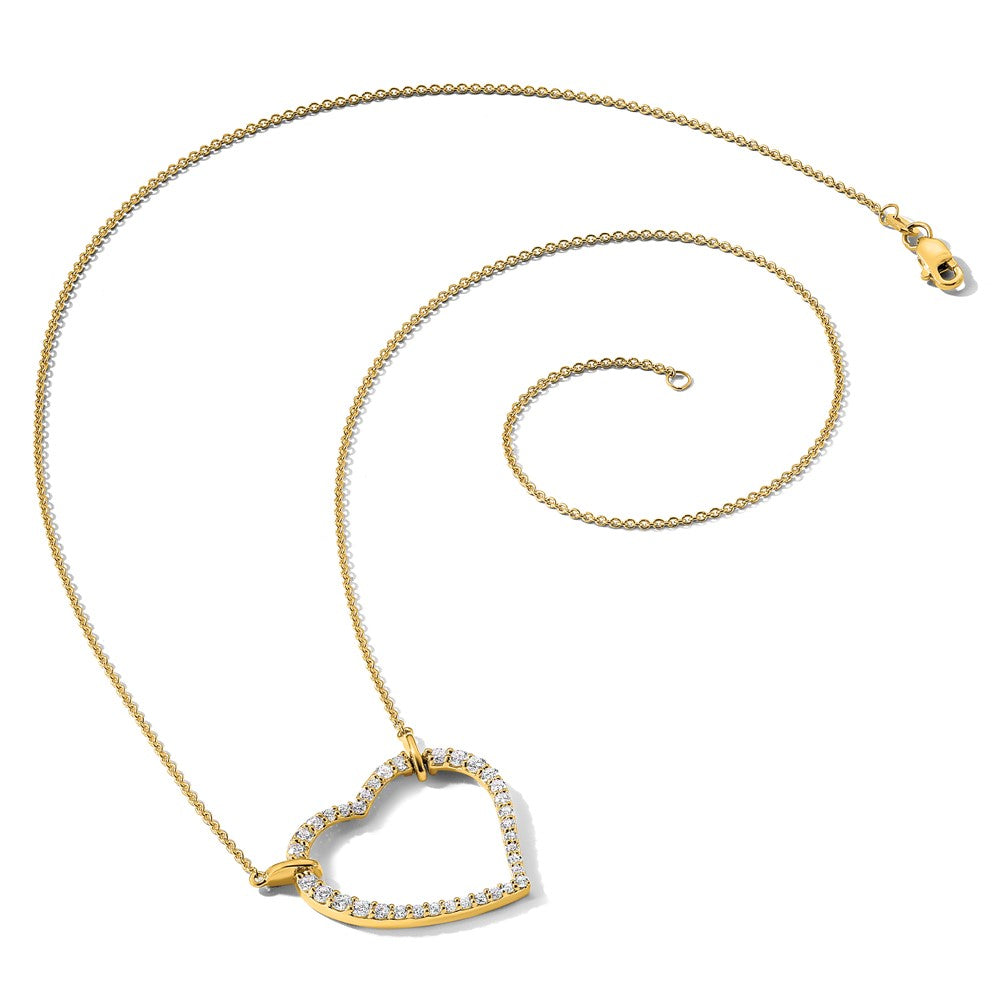14k Polished 3/4 carat Diamond Heart 18 inch Necklace (3.37 grams)
