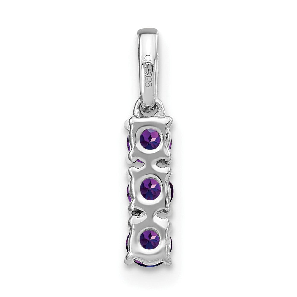 14k White Gold 3-stone Amethyst and Diamond Pendant (0.7 grams)