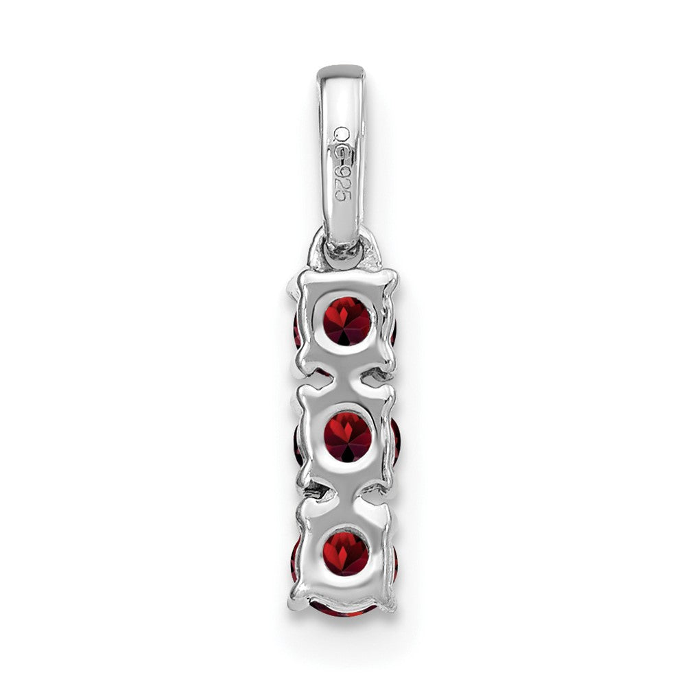 14k White Gold 3-stone Garnet and Diamond Pendant (0.7 grams)