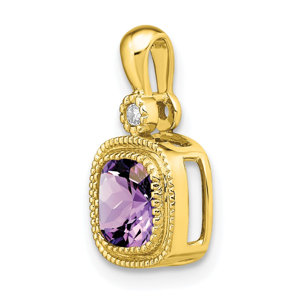 14k Cushion Amethyst and Diamond Pendant (1.3 grams)
