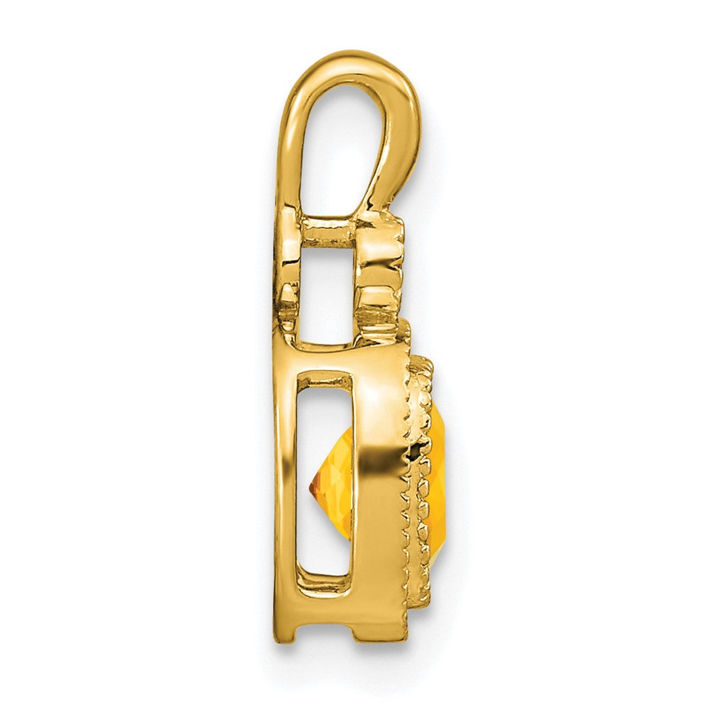 14k Cushion Citrine and Diamond Pendant (1.3 grams)