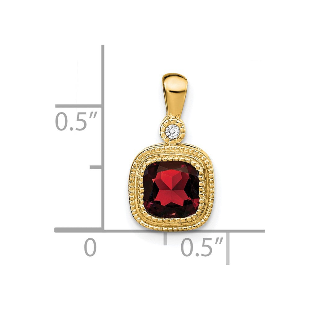 14k Cushion Garnet and Diamond Pendant (1.3 grams)