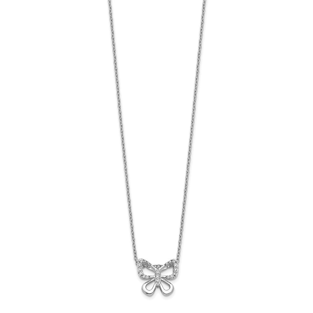 14k White Gold 1/10 carat Diamond Butterfly 18 inch Necklace (1.52 grams)