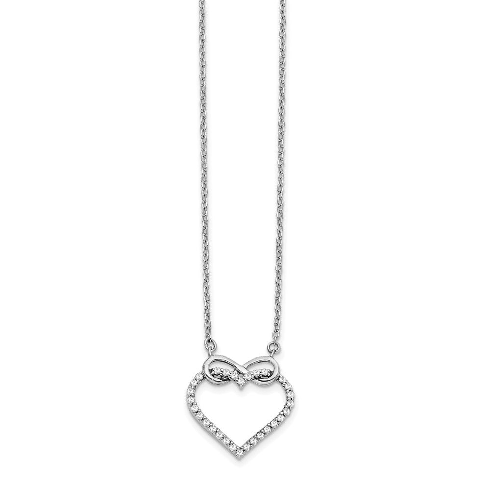 14k White Gold 1/4 carat Diamond Heart with Infinity 18 inch Necklace (2.71 grams)
