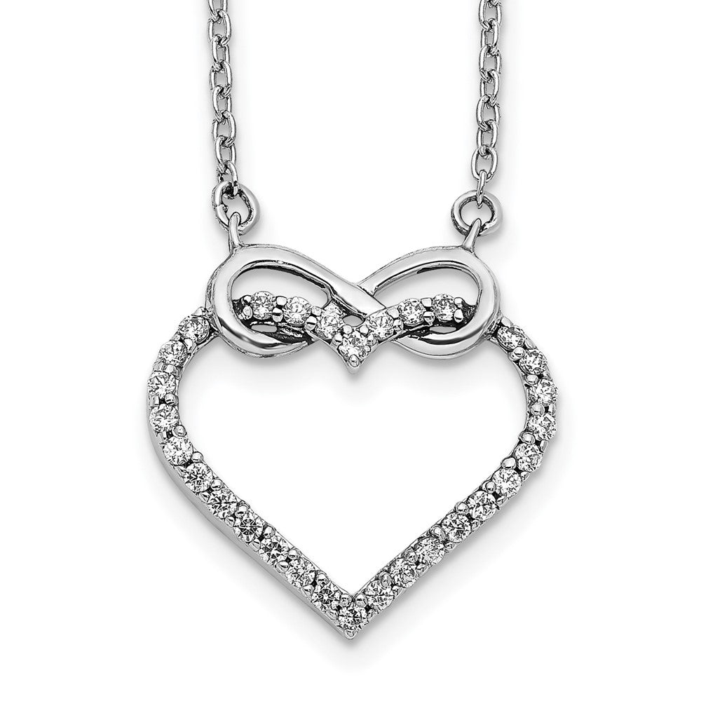 14k White Gold 1/4 carat Diamond Heart with Infinity 18 inch Necklace (2.71 grams)