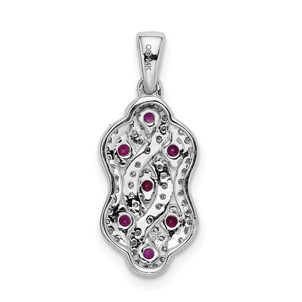 14k White Gold 1/4ct. Diamond and .32 Ruby Fancy Twist Pendant (1.5 grams)