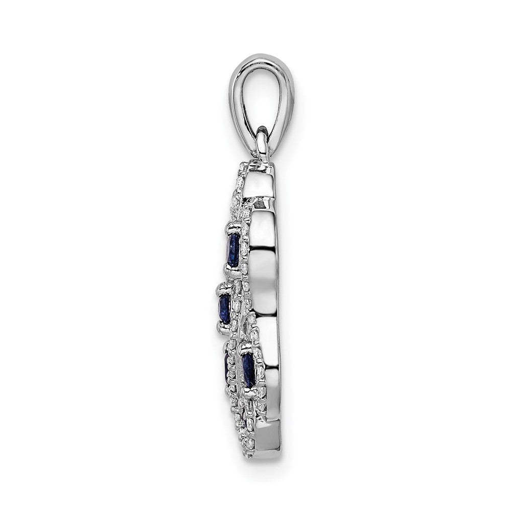 14k White Gold Diamond and Sapphire Fancy Twisted Pendant (1.5 grams)