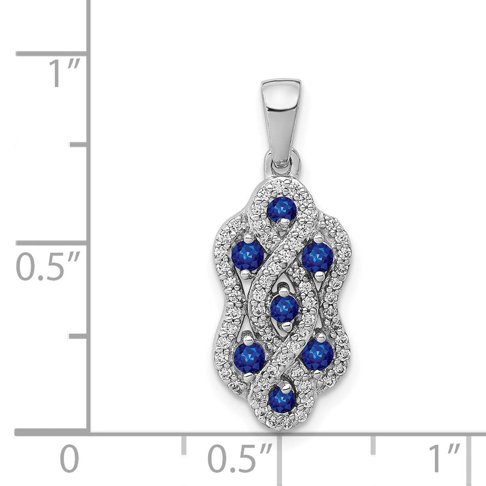 14k White Gold Diamond and Sapphire Fancy Twisted Pendant (1.5 grams)