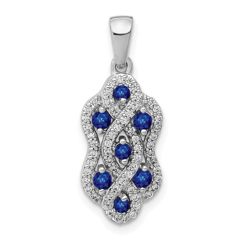 14k White Gold Diamond and Sapphire Fancy Twisted Pendant (1.5 grams)