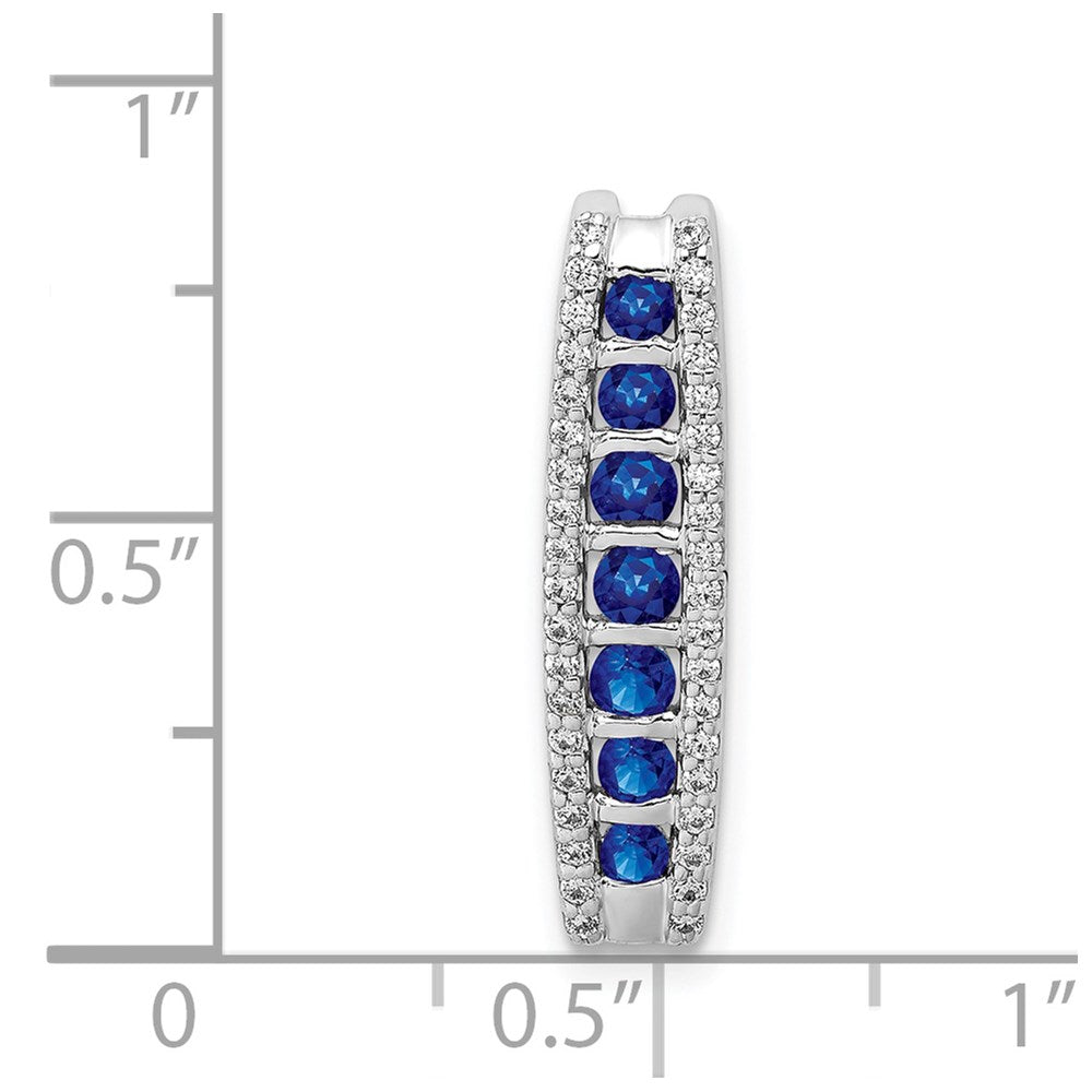 14k White Gold 1/5ct. Diamond and Sapphire Fancy Chain Slide (1.2 grams)