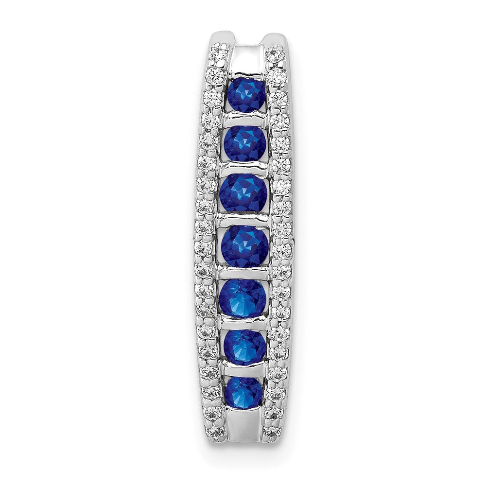 14k White Gold 1/5ct. Diamond and Sapphire Fancy Chain Slide (1.2 grams)