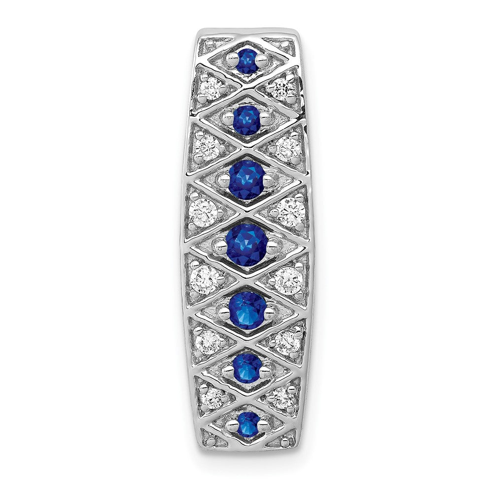 14k White Gold 1/5ct. Diamond and .31 Sapphire Fancy Chain Slide (2.15 grams)