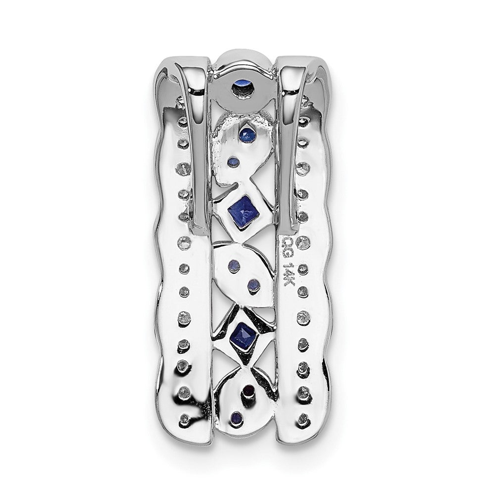 14k White Gold 1/5ct. Diamond and .17 Sapphire Fancy Chain Slide (1.8 grams)