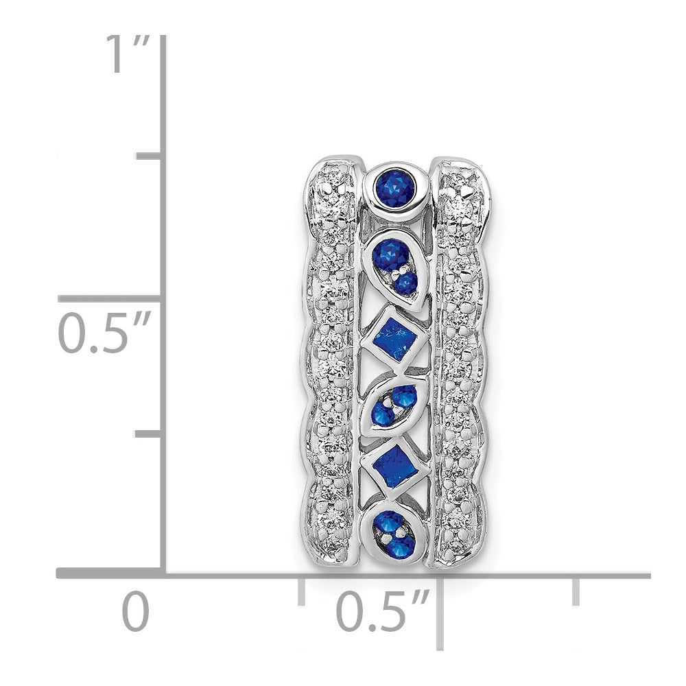 14k White Gold 1/5ct. Diamond and .17 Sapphire Fancy Chain Slide (1.8 grams)
