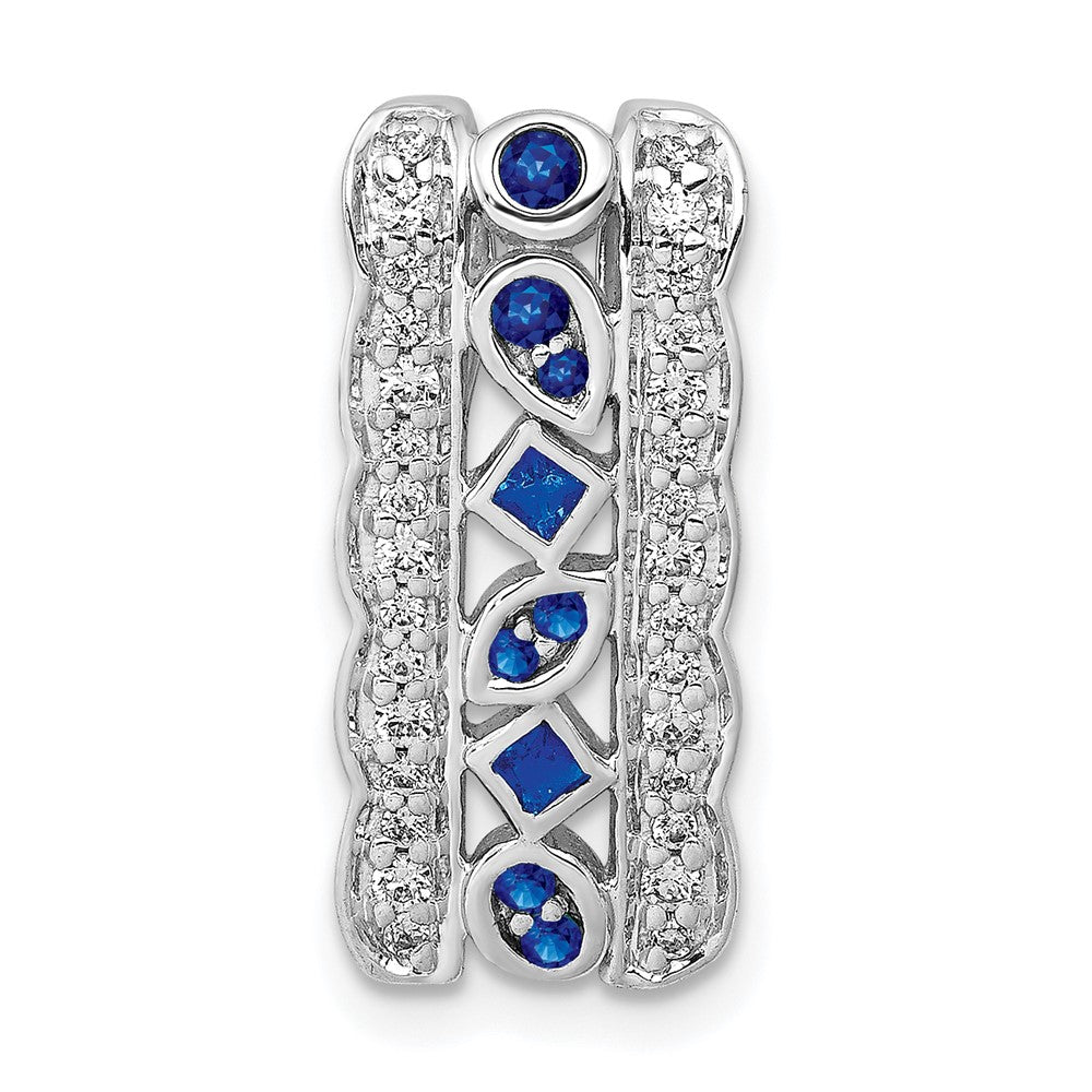 14k White Gold 1/5ct. Diamond and .17 Sapphire Fancy Chain Slide (1.8 grams)