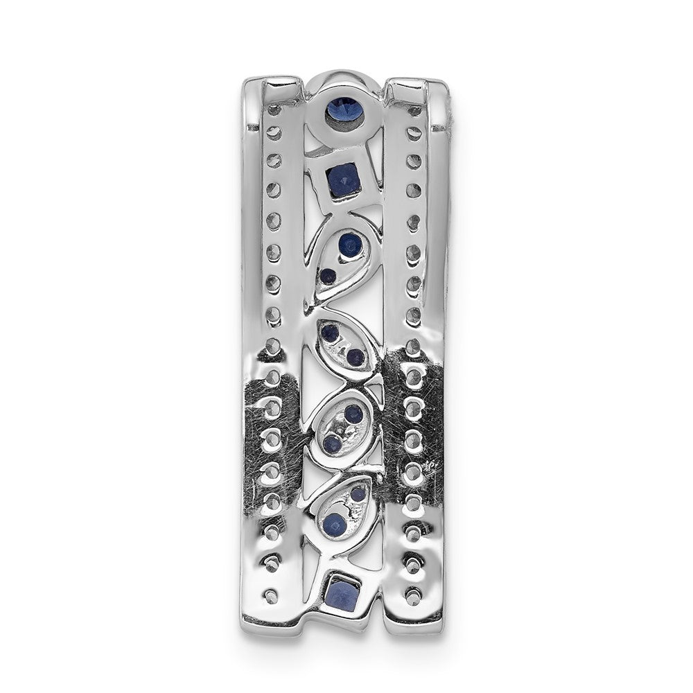14k White Gold 1/5ct. Diamond and .24 Sapphire Fancy Chain Slide (2 grams)