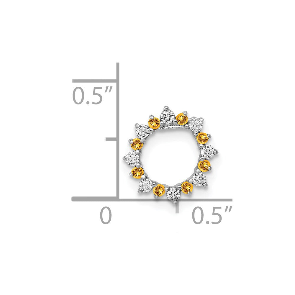 14k White Gold Diamond and .08 Citrine Fancy Circle Chain Slide (0.7 grams)