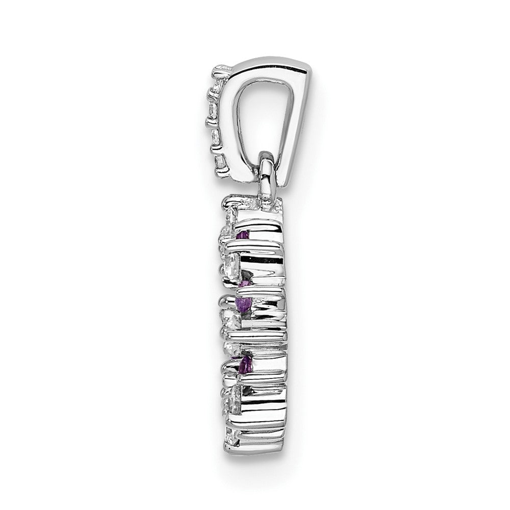 14k White Gold Diamond and .08 Amethyst Fancy Circle Pendant (0.8 grams)