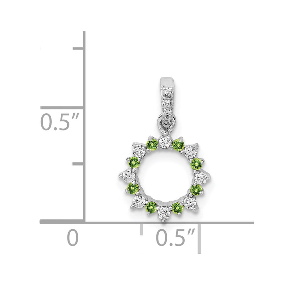 14k White Gold Diamond and .08 Peridot Fancy Circle Pendant (0.8 grams)