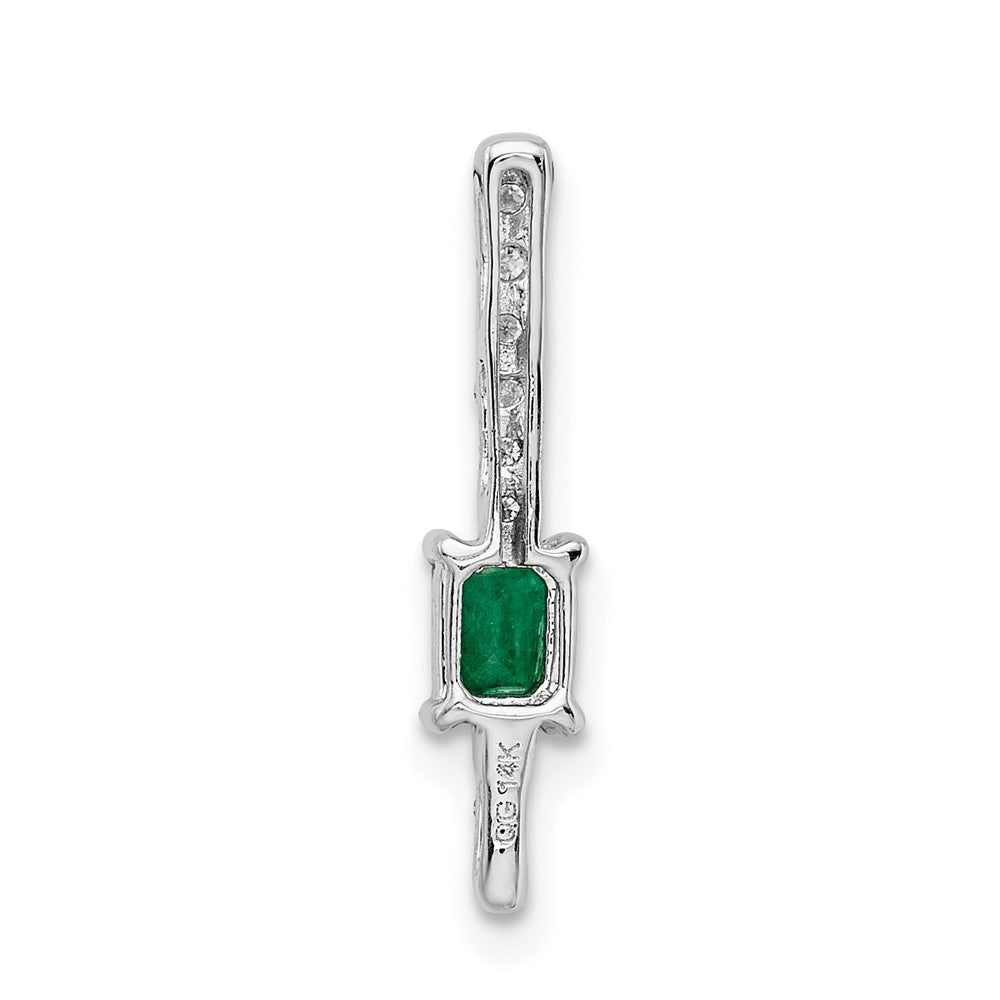 14k White Gold Diamond and Rectangle Emerald Fancy Chain Slide (0.8 grams)
