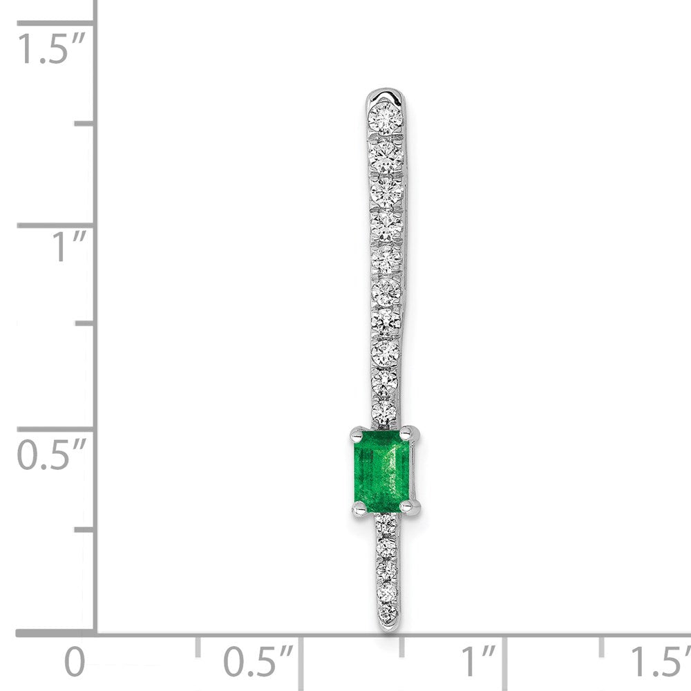 14k White Gold Diamond and Rectangle Emerald Fancy Chain Slide (1.4 grams)