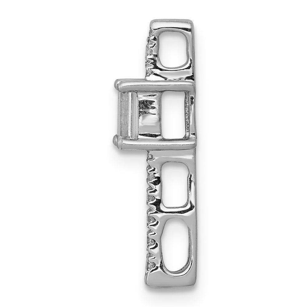 14k White Gold Diamond and .24 Sapphire Fancy Chain Slide (0.8 grams)