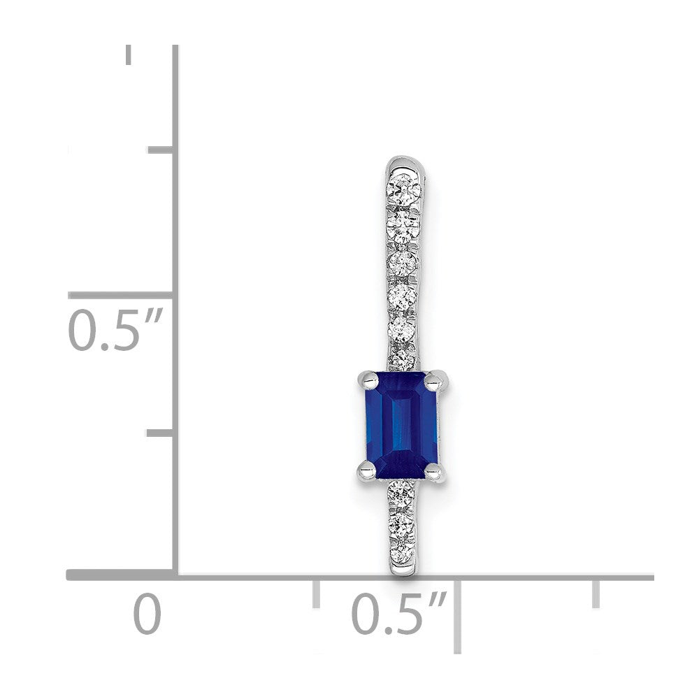 14k White Gold Diamond and .24 Sapphire Fancy Chain Slide (0.8 grams)