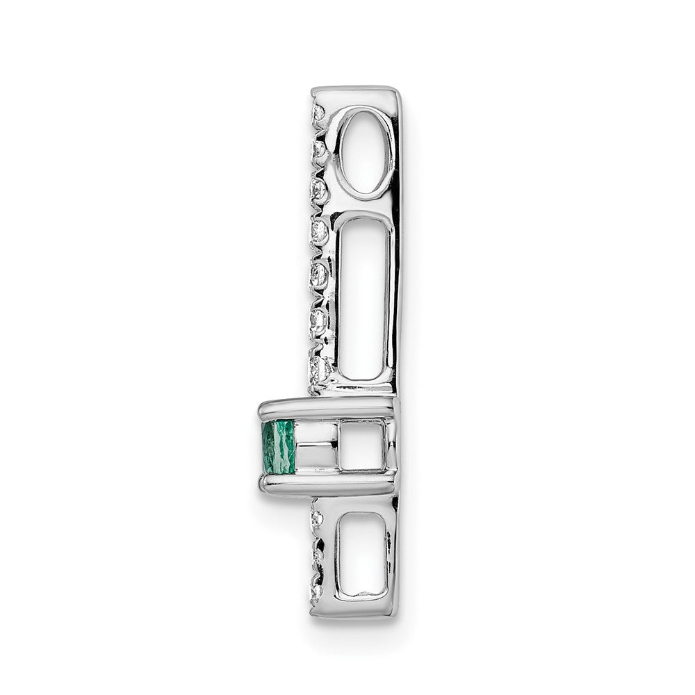 14k White Gold Diamond and Emerald Fancy Chain Slide (1 grams)