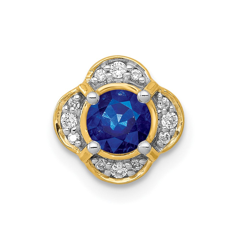 14k 1/15ct. Diamond and .33 Sapphire Fancy Chain Slide (0.85 grams)