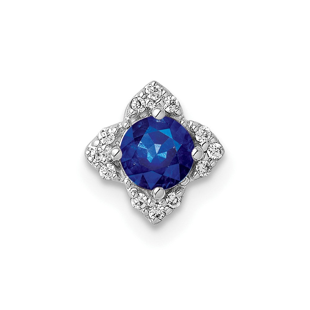 14k White Gold Diamond and Sapphire Pendant (0.45 grams)
