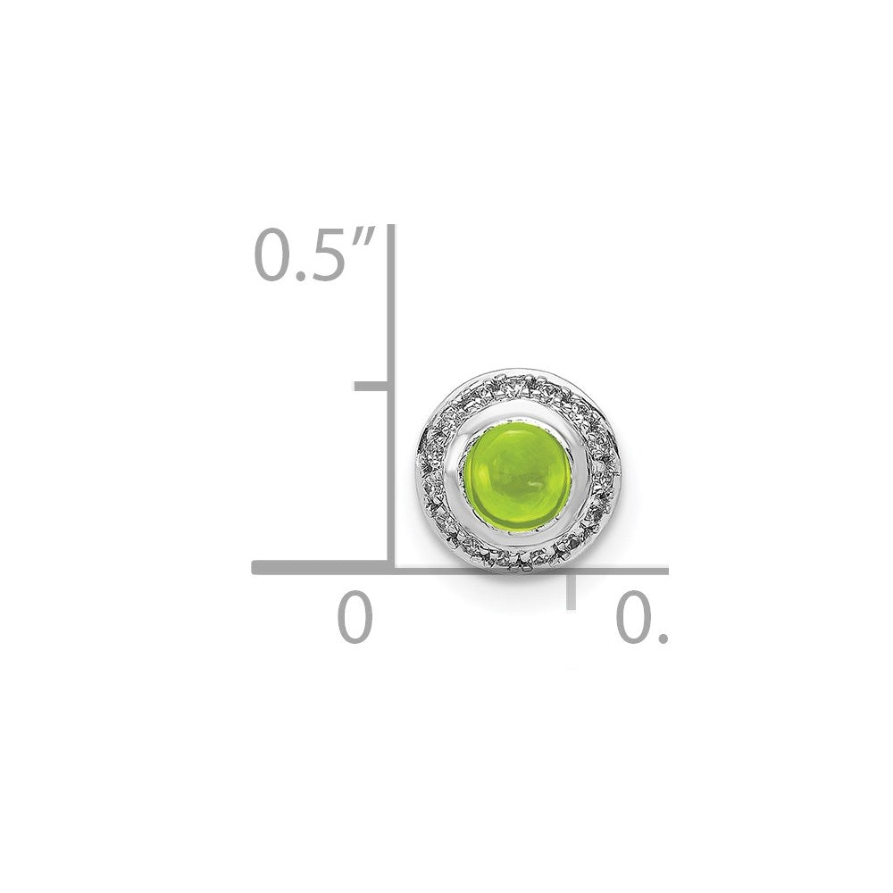 14k White Gold Diamond and Cabochon .47 Peridot Chain Slide (0.55 grams)