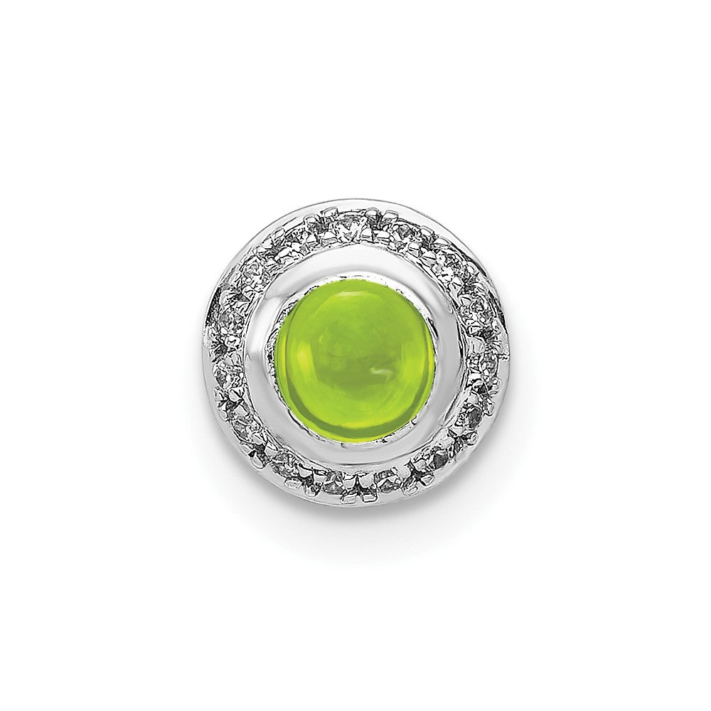 14k White Gold Diamond and Cabochon .47 Peridot Chain Slide (0.55 grams)