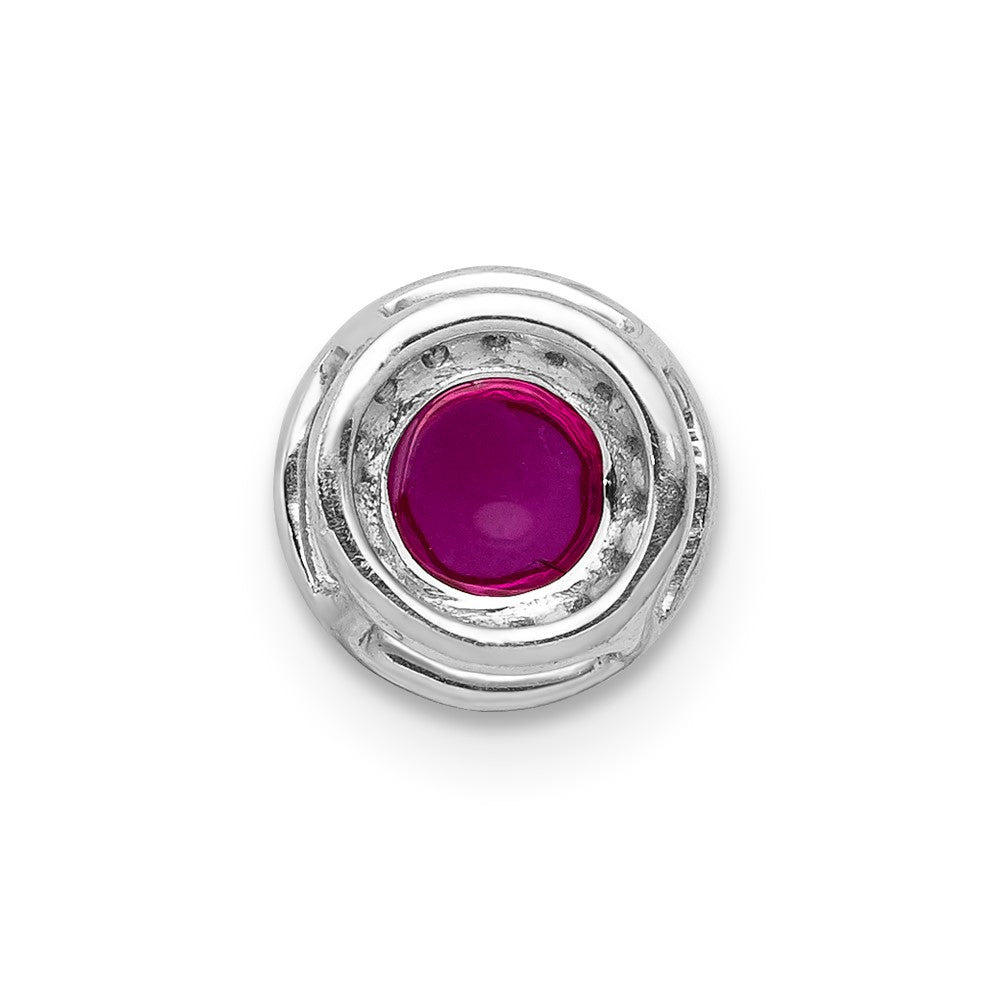 14k White Gold Diamond and Cabochon .38 Ruby Halo Chain Slide (0.55 grams)