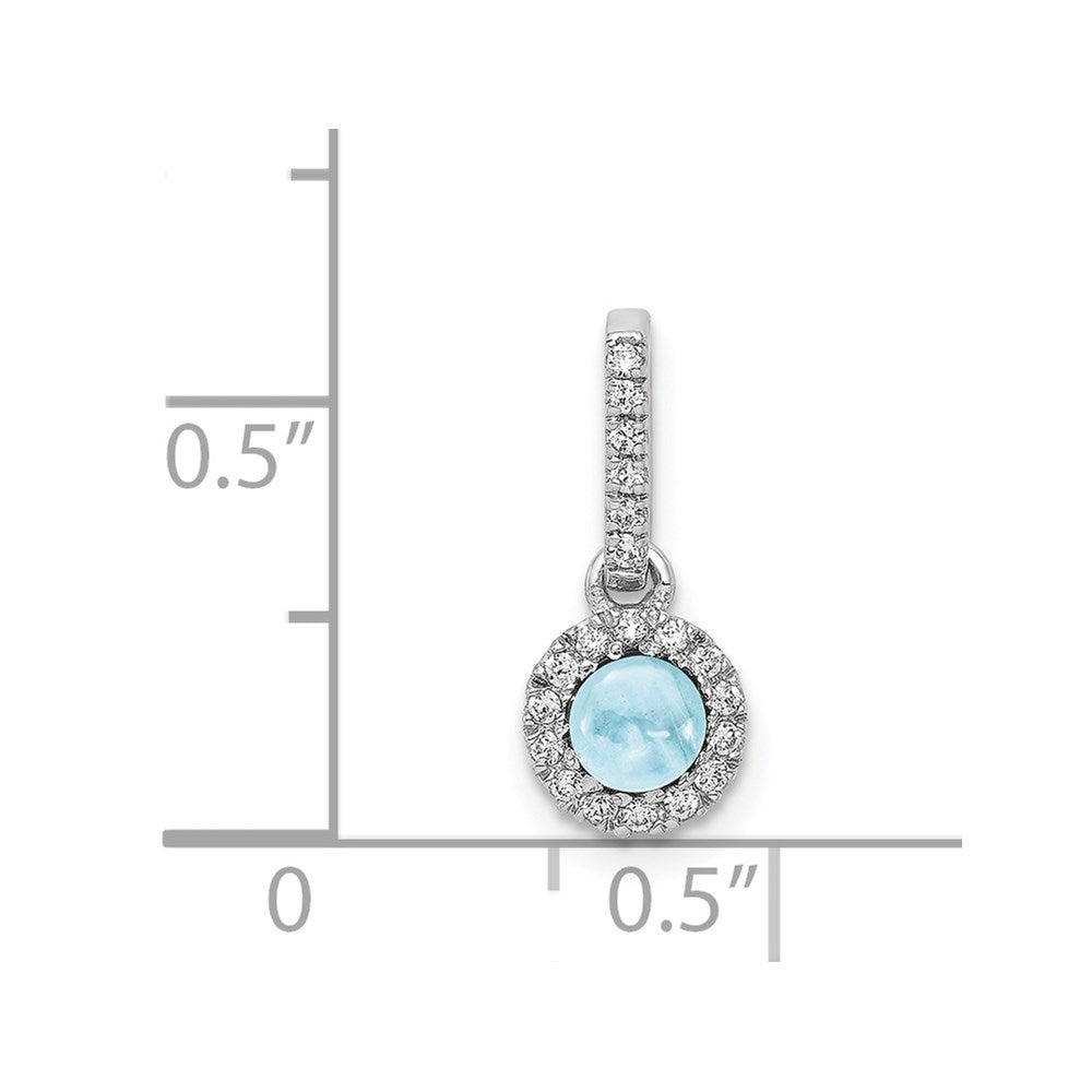 14k White Gold Diamond and Cabochon .47 Aquamarine Pendant (0.65 grams)