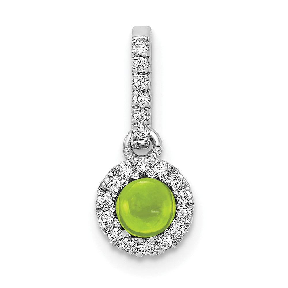 14k White Gold Diamond and Cabochon .47 Peridot Pendant (0.65 grams)