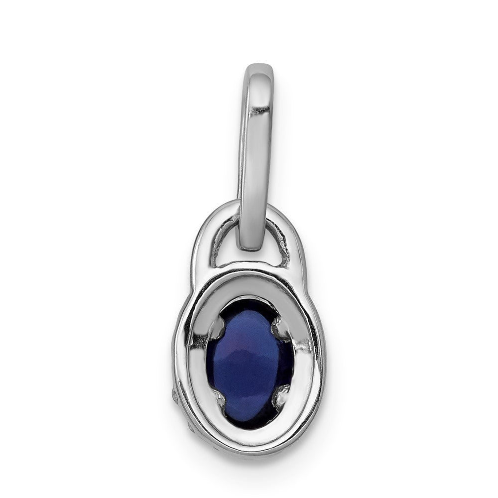 14k White Gold Halo Diamond and Cabochon Sapphire Pendant (0.7 grams)