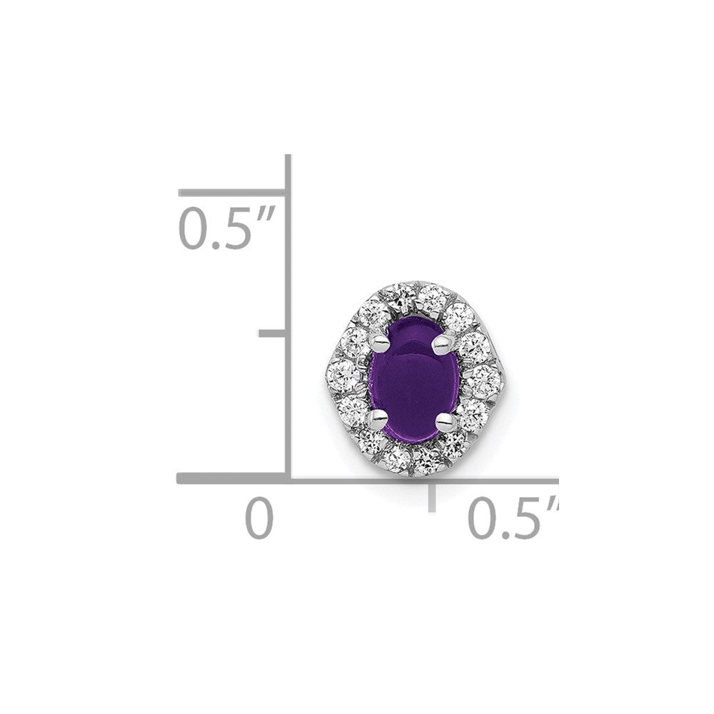 14k White Gold Diamond and Cabochon .73 Amethyst Chain Slide (0.8 grams)