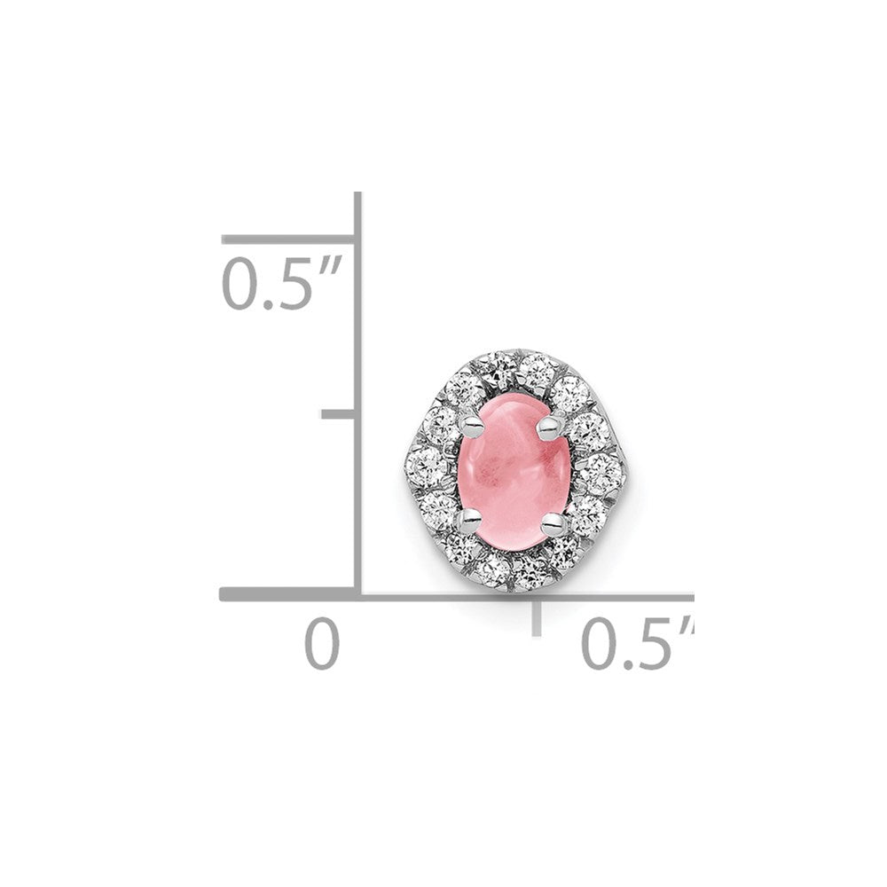 14k White Gold Diamond and Cabochon .73 Pink Tourmaline Chain Slide (0.8 grams)
