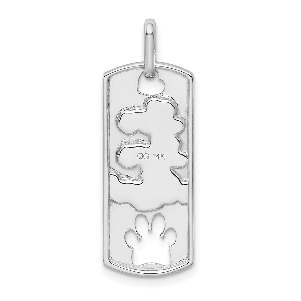 14k White Gold Polished Live Love Adopt Paw Dag Tag Pendant (2.47 grams)
