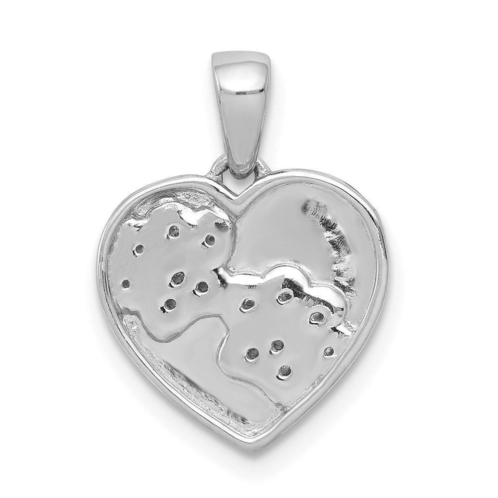 14k White Gold Diamond Paw Prints Heart Pendant (1.33 grams)