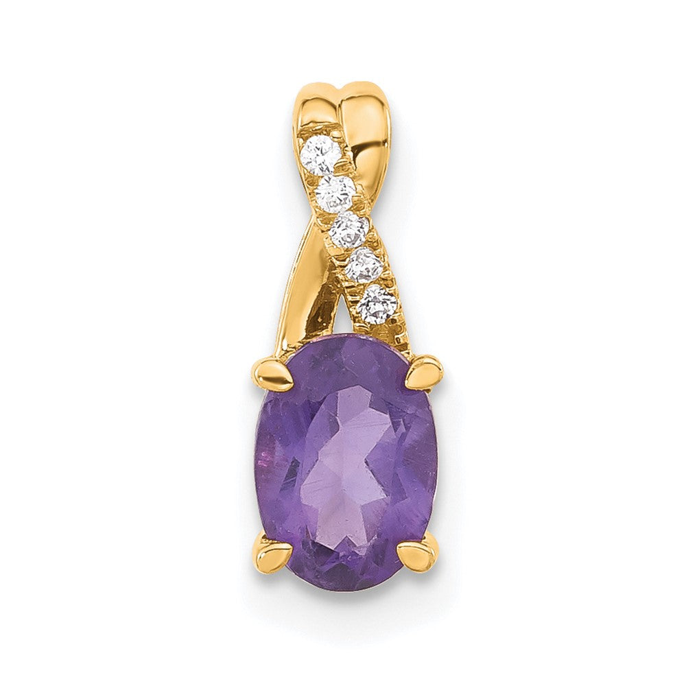 14K Oval Amethyst and Diamond Pendant (0.75 grams)