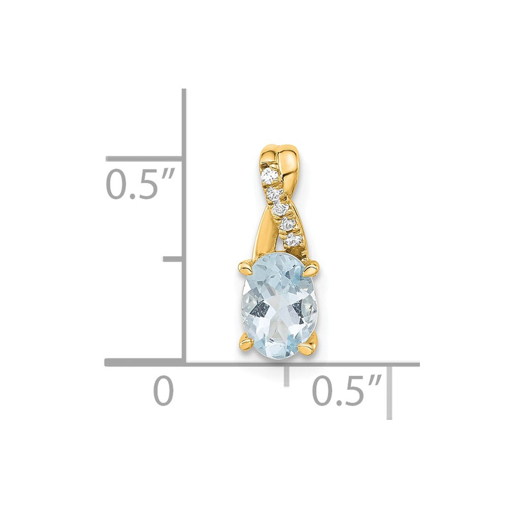 14K Oval Aquamarine and Diamond Pendant (0.75 grams)