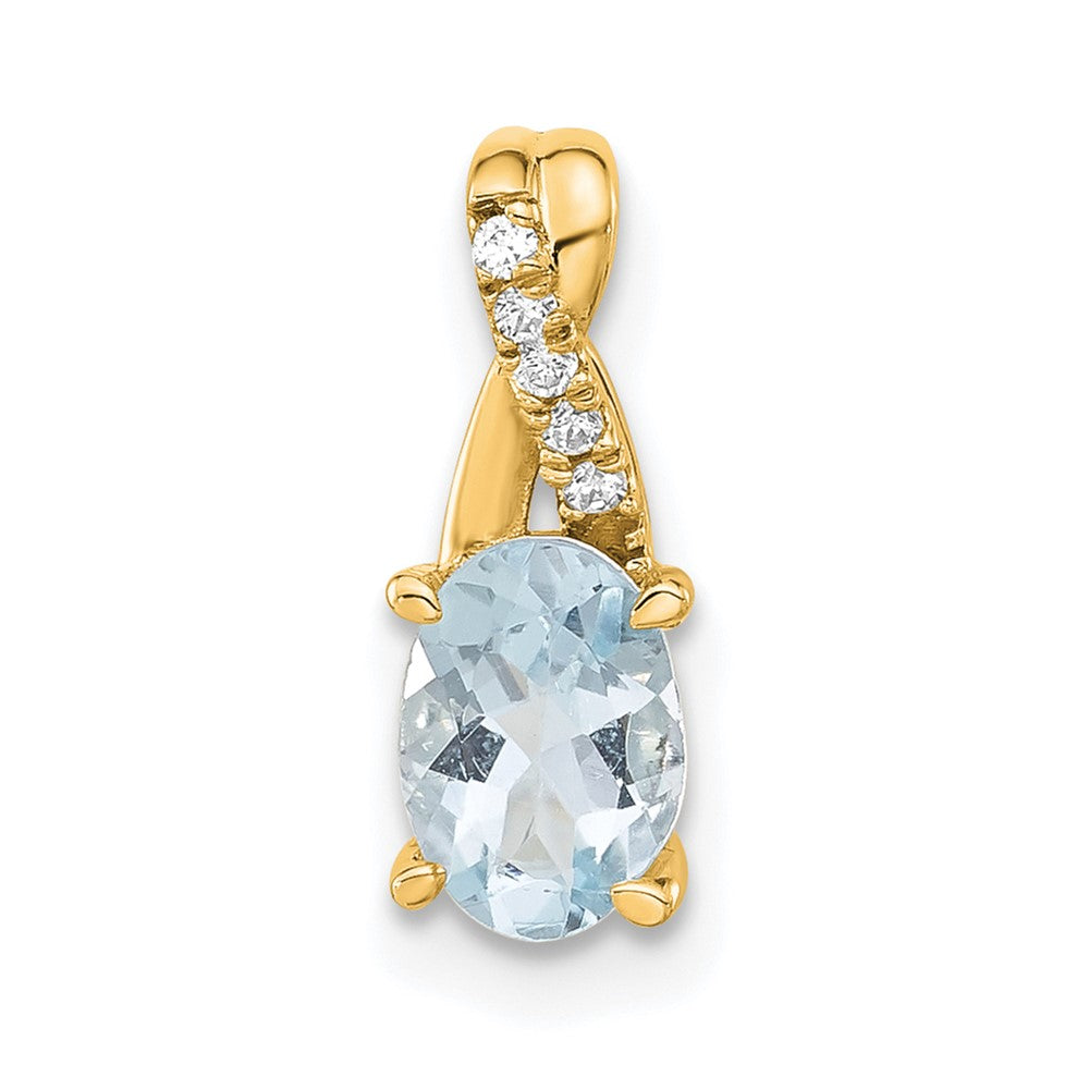 14K Oval Aquamarine and Diamond Pendant (0.75 grams)
