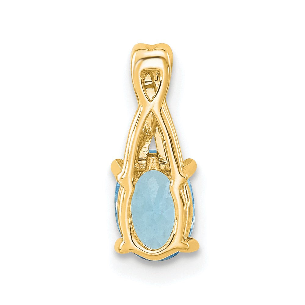 14K Oval Blue Topaz and Diamond Pendant (0.75 grams)