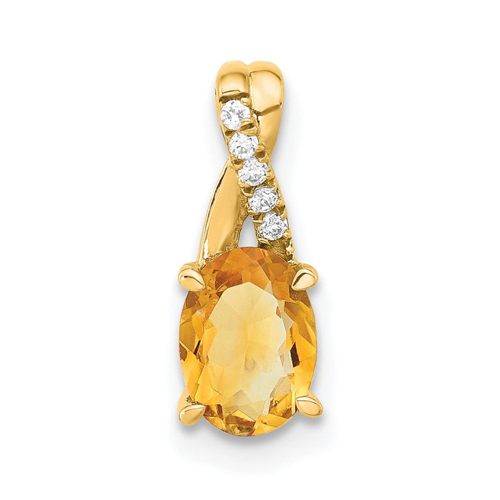 14K Oval Citrine and Diamond Pendant (0.75 grams)