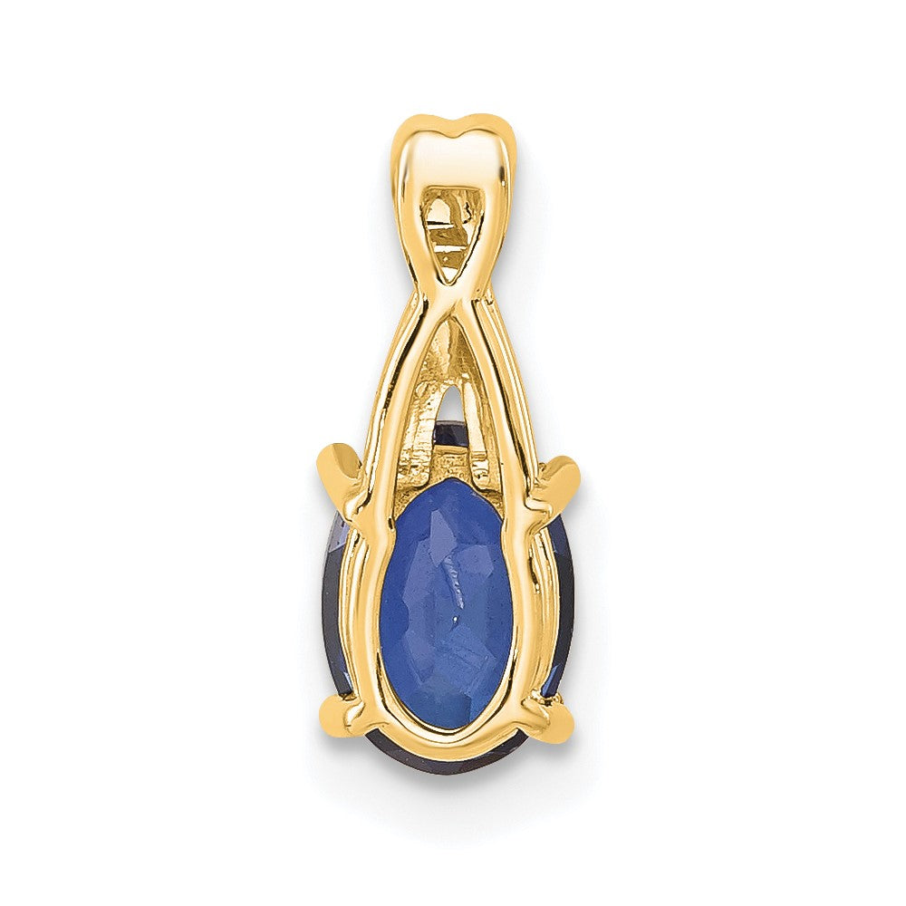 14K Oval Created Sapphire and Diamond Pendant (0.75 grams)