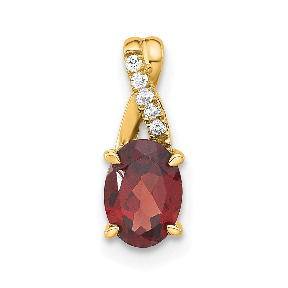 14K Oval Garnet and Diamond Pendant (0.75 grams)